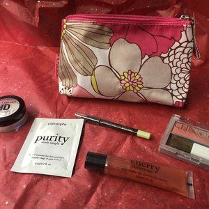Sm Floral Clinique bag w/ mixed beauty products